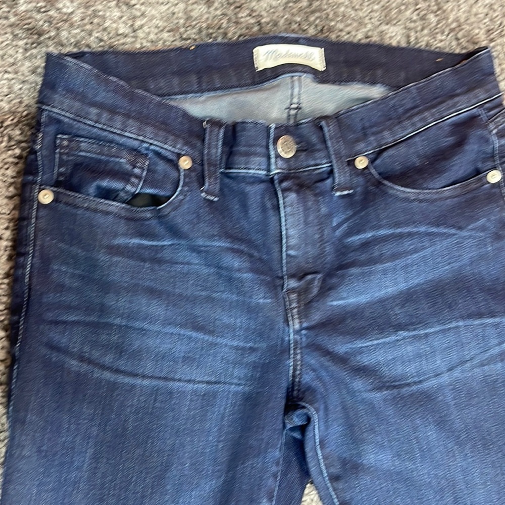 Madewell Skinny dark blue denim zipper ankle stretch jeans women’s size 28 - Picture 4 of 17